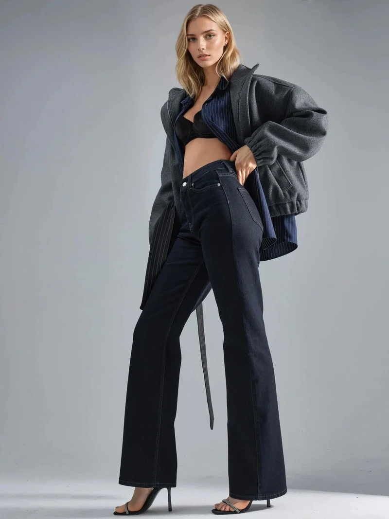 هيكاب جينز سكالو مستقيم الخصر العالي